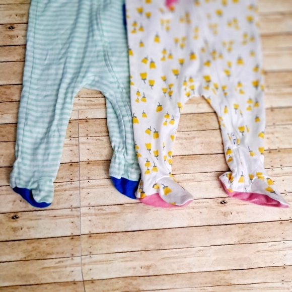 Cloud Island 2Pack Baby Girl's Long Sleeve Bodysuit Floral & Strip Patterns 3-6M - Picture 8 of 8